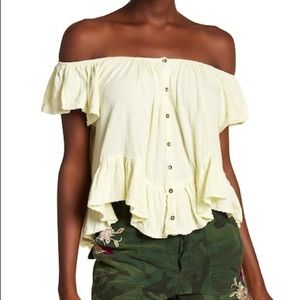 Free People Mint Julep Off the shoulder tee